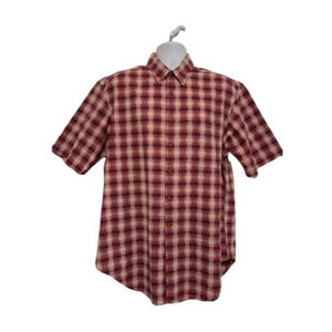 Vintage LLBean Mens Shirt Size L Tall Plaid Short Sleeve Freeport Maine USA